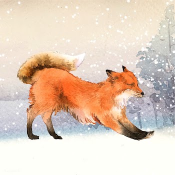 Hand-drawn fox in the snow watercolor style | Free stock vector - 489672