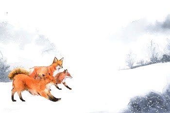 Hand-drawn foxes running in the snow watercol.. | Free stock vector - 489595
