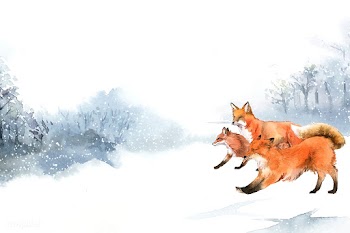 Hand-drawn foxes running in the snow watercol.. | Free stock vector - 489651
