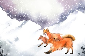 Hand-drawn foxes running in the snow watercol.. | Free stock vector - 489690