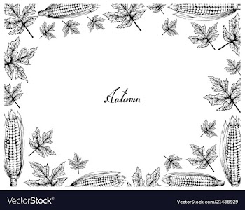 Hand drawn frame of autumn maple leaves and corns vector image