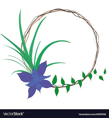 hand drawn frame with flower green vine