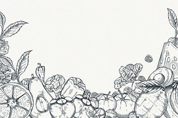 Hand drawn fruit and vegetables background Free Vector