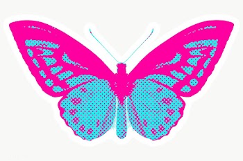 Hand drawn funky butterfly halftone style sticker overlay with a white.. | Free  transparent png - 2344415