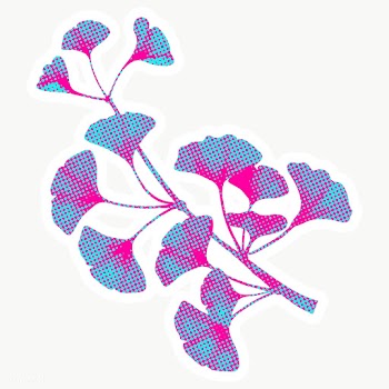 Hand drawn funky ginkgo flower halftone style sticker overlay with a w.. | Free  transparent png - 2345226