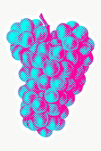 Hand drawn funky grapes halftone style sticker overlay with a white bo.. | Free  transparent png - 2344428
