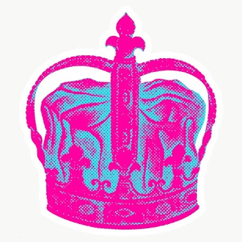 Hand drawn funky royal crown halftone style sticker overlay with a whi.. | Free  transparent png - 2345211
