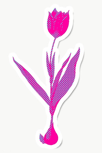 Hand drawn funky tulip flower halftone style sticker overlay with a wh.. | Free  transparent png - 2343340