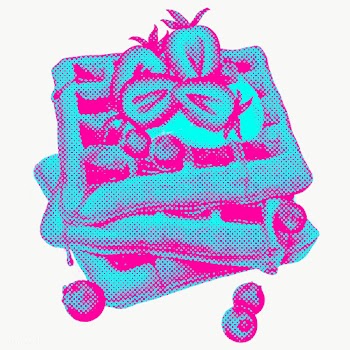 Hand drawn funky waffles halftone style sticker overlay | Free  transparent png - 2345235
