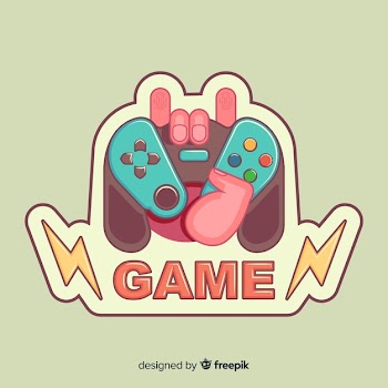 Hand drawn game pad logo Free Vector