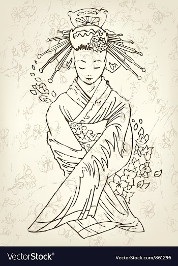 Hand drawn geisha vector image
