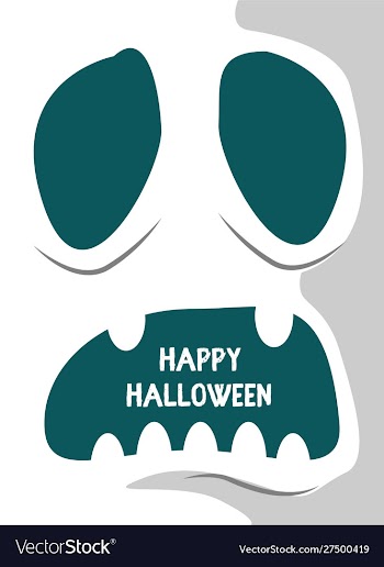 Hand drawn ghost scary face card vector image
