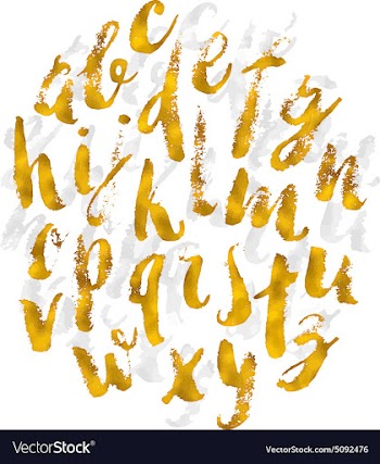 hand drawn gold watercolor alphabet made