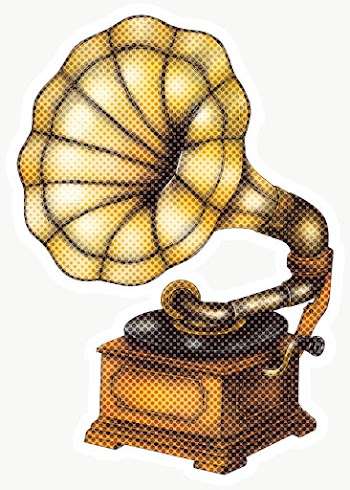Hand drawn gramophone halftone style sticker overlay with a white bord.. | Free  transparent png - 2346468