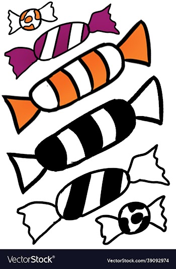 hand drawn halloween candy set