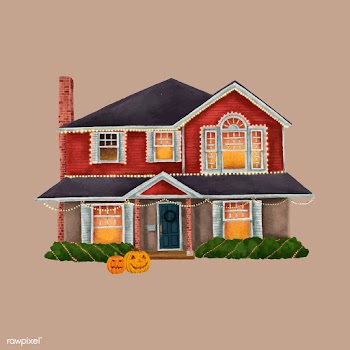 Hand drawn Halloween decorated house | Free stock vector - 469091