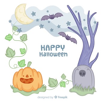 Hand drawn halloween frame in the night Free Vector