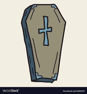 Hand drawn halloween icon with a textured coffin vector image