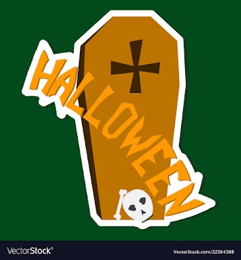 Hand drawn halloween icon with a textured coffin vector image