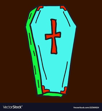 Hand drawn halloween icon with a textured coffin vector image