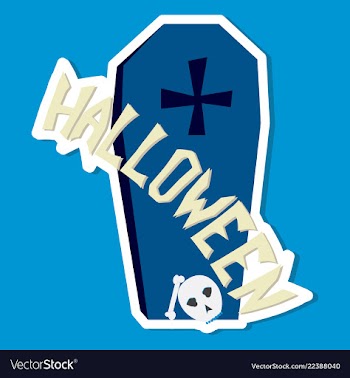 Hand drawn halloween icon with a textured coffin vector image