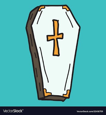 Hand drawn halloween icon with a textured coffin vector image