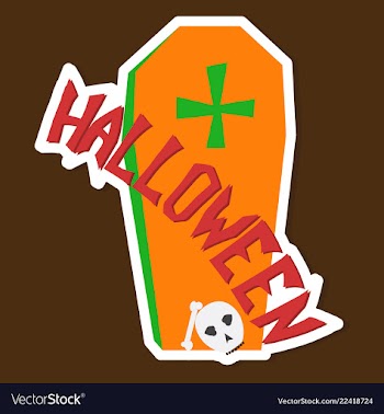 Hand drawn halloween icon with a textured coffin vector image