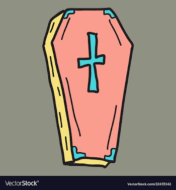 Hand drawn halloween icon with a textured coffin vector image