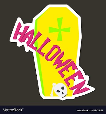 Hand drawn halloween icon with a textured coffin vector image