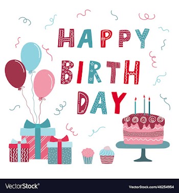 hand drawn happy birthday lettering with cake and