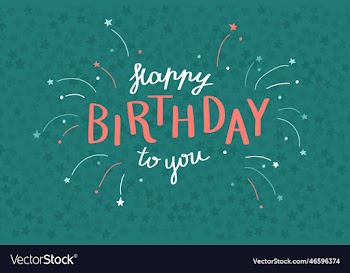 hand drawn happy birthday lettering with confetti