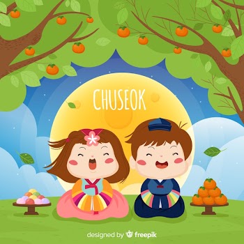 Hand drawn happy chuseok background Free Vector