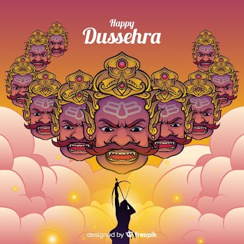 Hand drawn happy dussehra background Free Vector