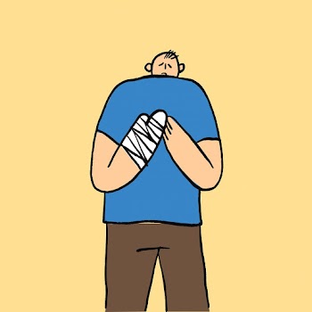 Hand drawn healthcare doodle, man with hand… | Free stock illustration | High Resolution graphic