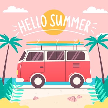 Hand drawn hello summer wallpaper Free Vector