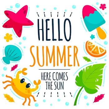 Hand drawn hello summer wallpaper Free Vector