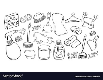 hand drawn home cleaning or house cleaning icon