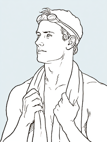 Hand-Drawn Illustration of a Male Swimmer