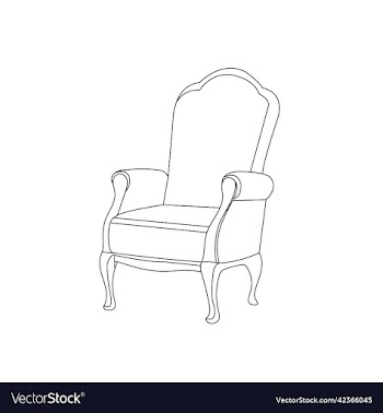 hand drawn isolated line art armchair design