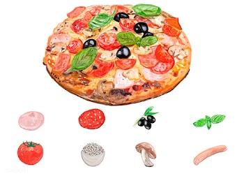 Hand drawn italian pizza watercolor style | Free stock vector - 393038