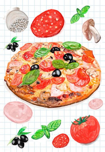 Hand drawn italian pizza watercolor style | Free stock vector - 393052