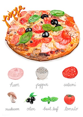 Hand drawn italian pizza watercolor style | Free stock vector - 393079