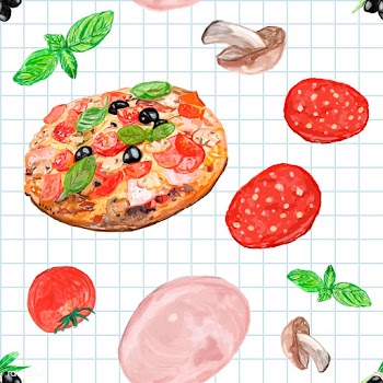 Hand drawn italian pizza watercolor style | Free stock vector - 393183
