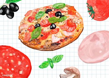 Hand drawn italian pizza watercolor style | Free stock vector - 393396