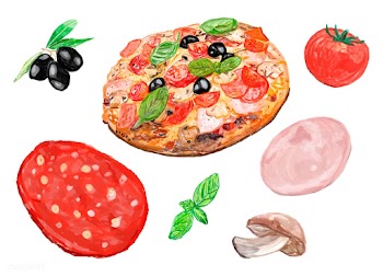 Hand drawn italian pizza watercolor style | Free stock vector - 393424
