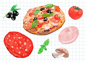 Hand drawn italian pizza watercolor style | Free stock vector - 393452
