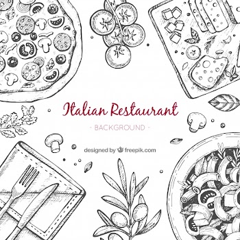 Hand drawn italian restaurant background Free Vector