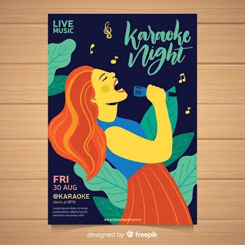 Hand drawn karaoke poster template Free Vector