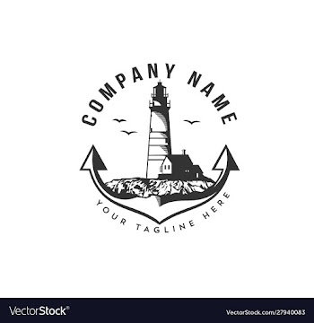 Hand drawn lighthouse logo design vector image