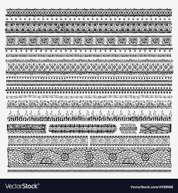  					Hand drawn line border set and design elements vector image														